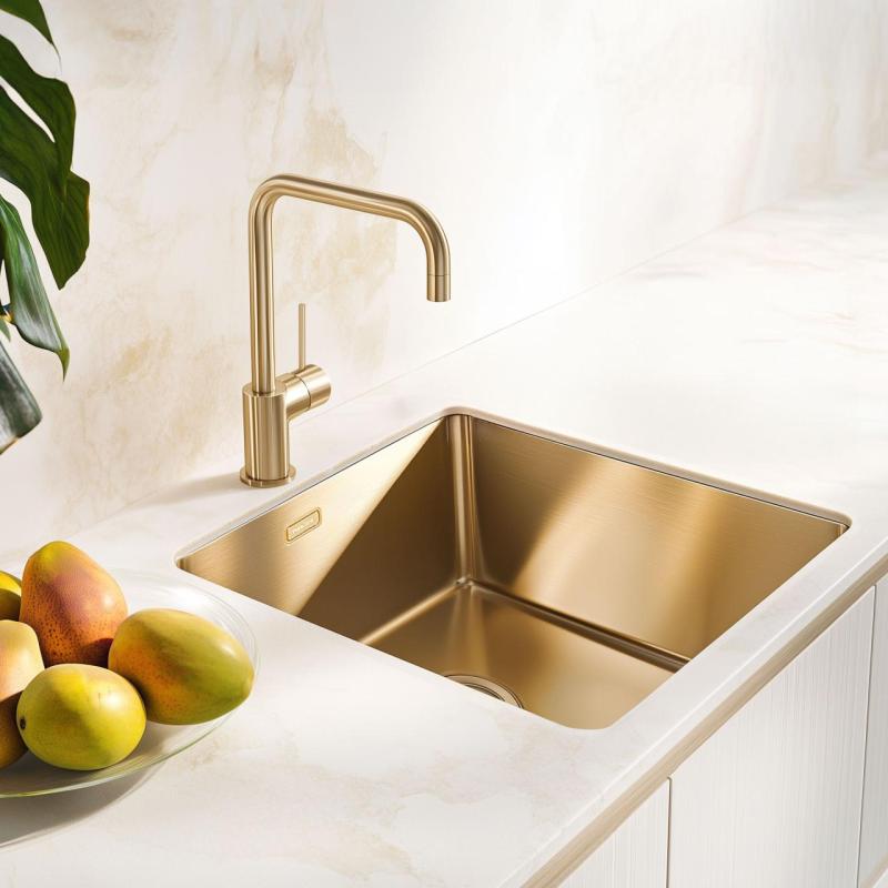 Pure.Sink Exclusivo Χρυσή νεροχύτη 40x40 εκ. 10mm ακτίνα υποκατασκευής, επίπεδης κατασκευής και επίκτησης PEX4040-60