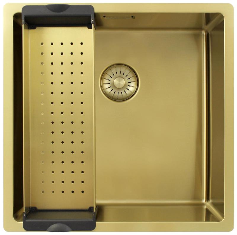 Pure.Sink Exclusivo Χρυσή νεροχύτη 40x40 εκ. 10mm ακτίνα υποκατασκευής, επίπεδης κατασκευής και επίκτησης PEX4040-60