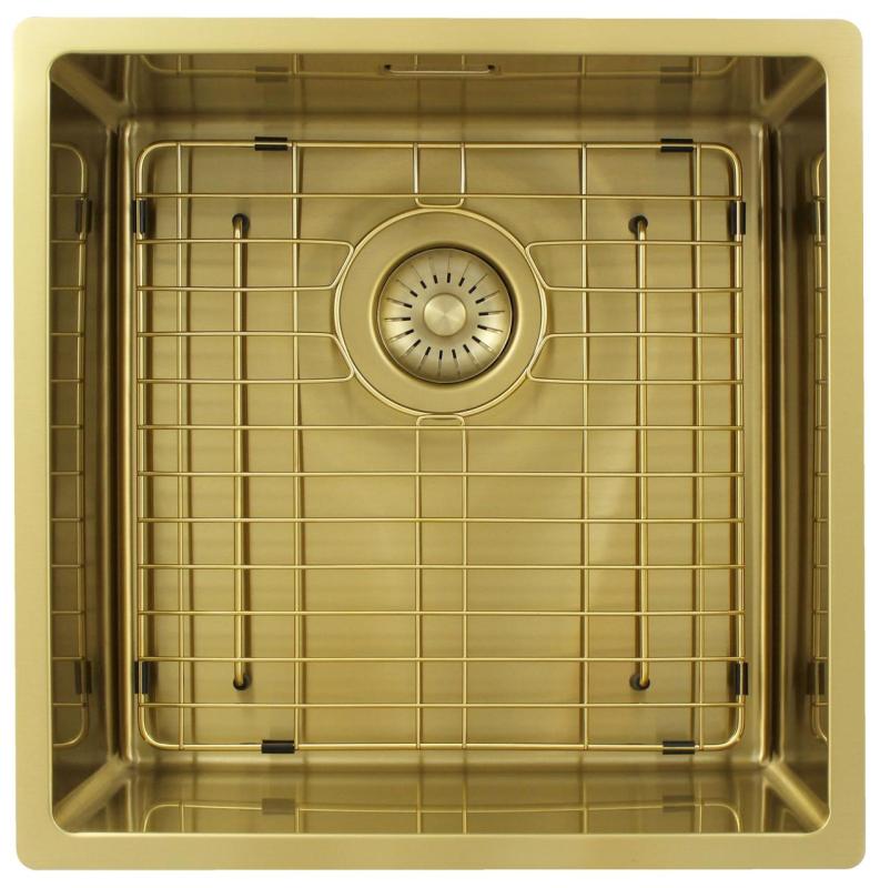 Pure.Sink Exclusivo Χρυσή νεροχύτη 40x40 εκ. 10mm ακτίνα υποκατασκευής, επίπεδης κατασκευής και επίκτησης PEX4040-60