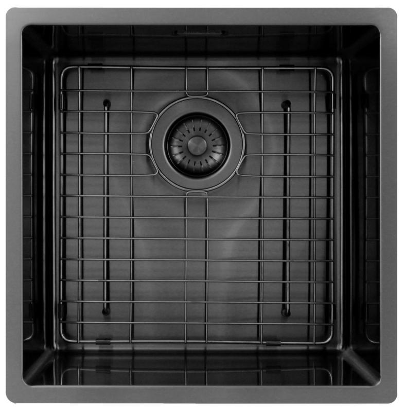 Pure.Sink Exclusivo Gun metal νεροχύτης 40x40 εκ. 10mm ακτίνα εντοιχισμένη, επίπεδη και επικαθήμενη PEX4040-61