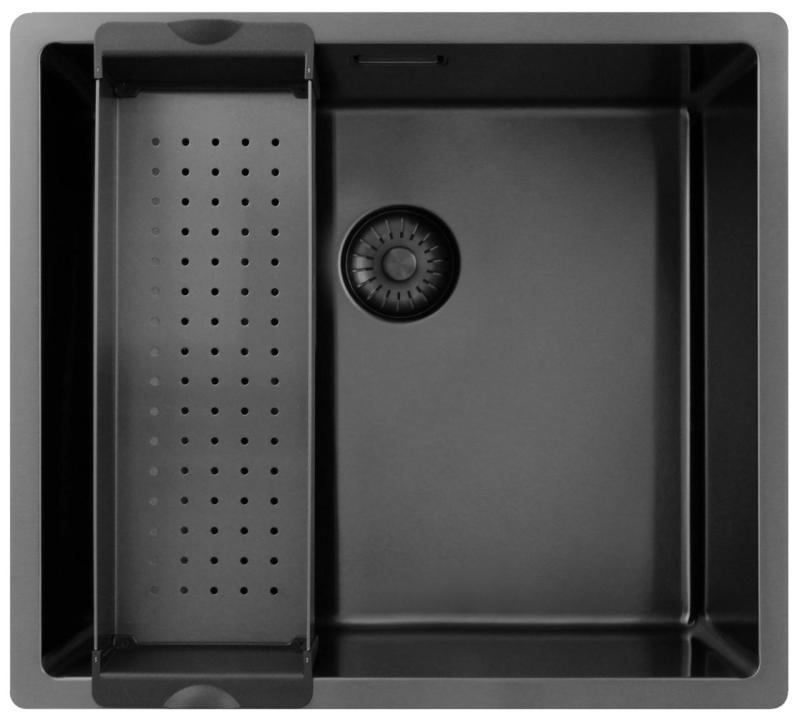Pure.Sink Exclusivo Gun metal νεροχύτης 45x40 cm 10mm ακτίνα εντοιχισμένη, επίπεδη και επικαθήμενη PEX4540-61