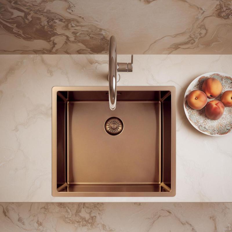 Pure.Sink Exclusivo Χάλκινος νεροχύτης 45x40 εκ. 10mm ακτίνα επιφάνειας, επίπεδη κατασκευή και επικατασκευή PEX4540-62