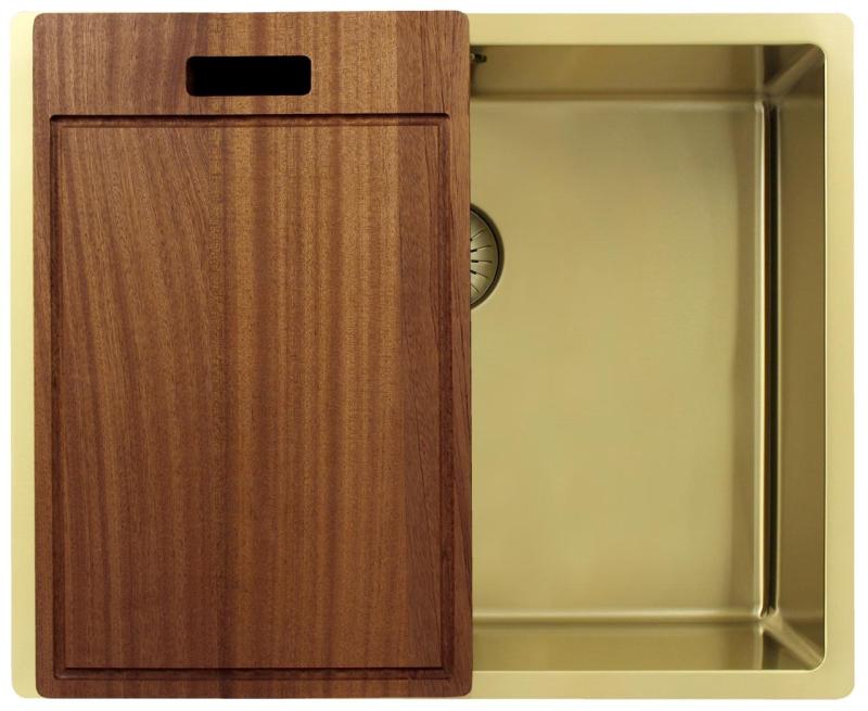 Pure.Sink Exclusivo Χρυσή νεροχύτη 50x40 εκ. 10 χιλ. ακτίνα εντοιχισμένη, επίπεδη κατασκευή και επικαθήσεως PEX5040-60