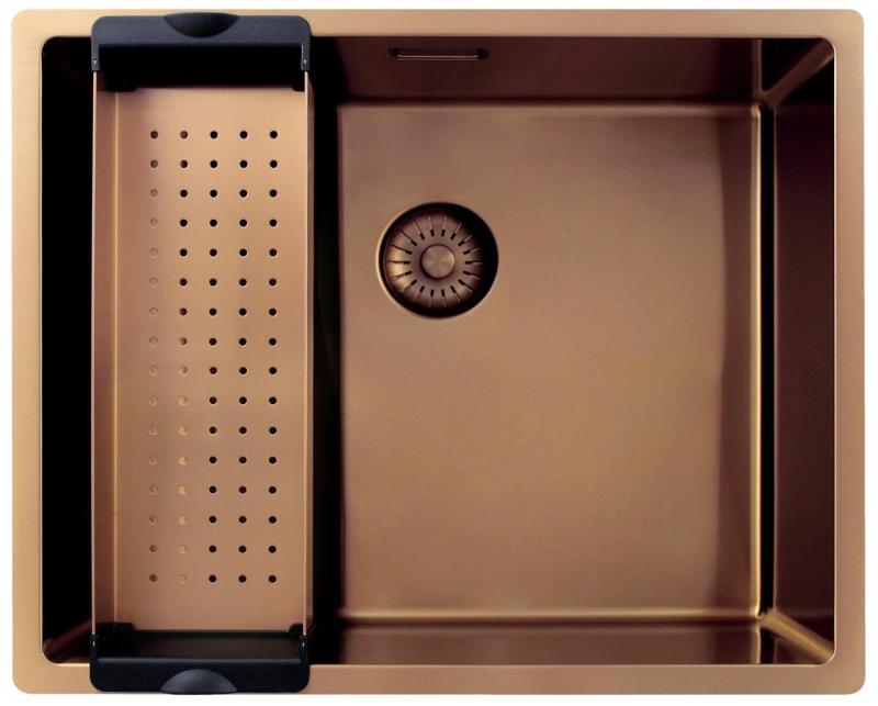 Pure.Sink Exclusivo Χάλκινος νεροχύτης 50x40 εκ 10mm ακτίνα εντοιχισμένος, επίπεδη κατασκευή και επικάθηση PEX5040-62