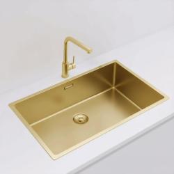 Pure.Sink Exclusivo μεγάλο χρυσό νεροχύτη 70x40 εκ. 10mm ακτίνα υποδομής, επίπεδης ενσωμάτωσης και επικατασκευής PEX7040-60