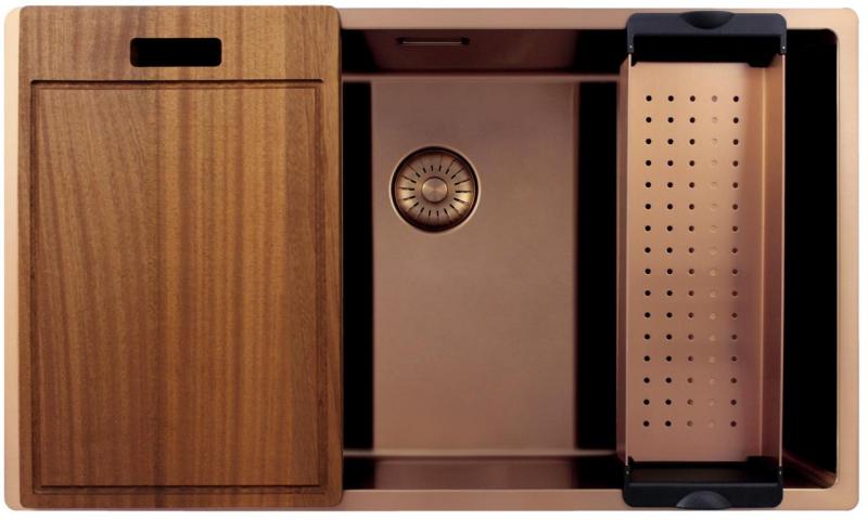 Pure.Sink Exclusivo μεγάλο χάλκινο νεροχύτη 70x40 cm 10mm ακτίνα υποδομής, επίπεδης ενσωμάτωσης και επικαθήμενης PEX7040-62