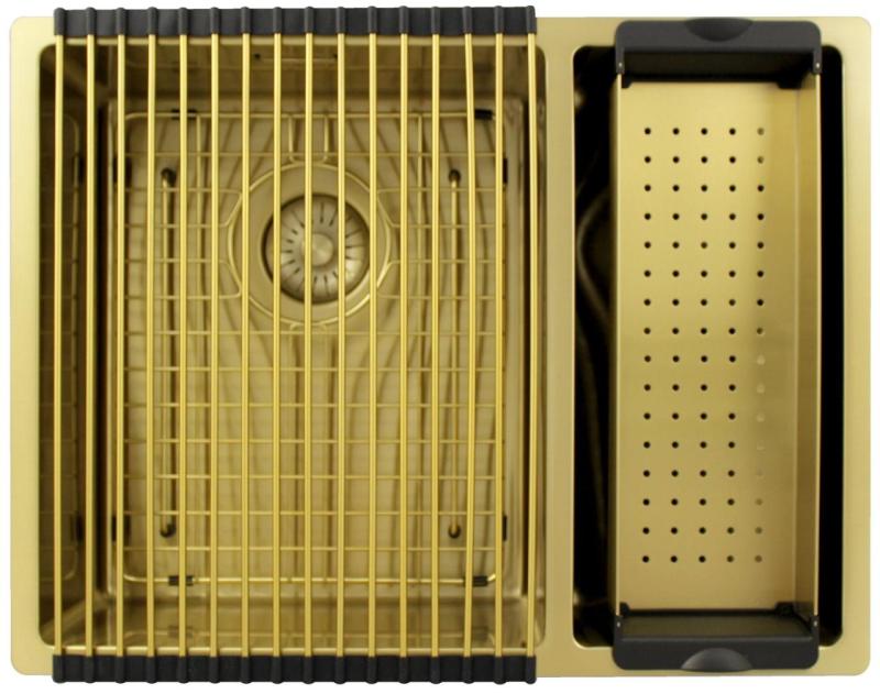 Pure.Sink Exclusivo Χρυσή 1,5 μισή νιπτήρα 34+18 εκ 10mm ακτίνα PEX341840-60