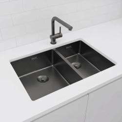 Pure.Sink Exclusivo Gun Metal 1,5 μισό νεροχύτη 34+18 cm ακτίνα 10mm PEX341840-61