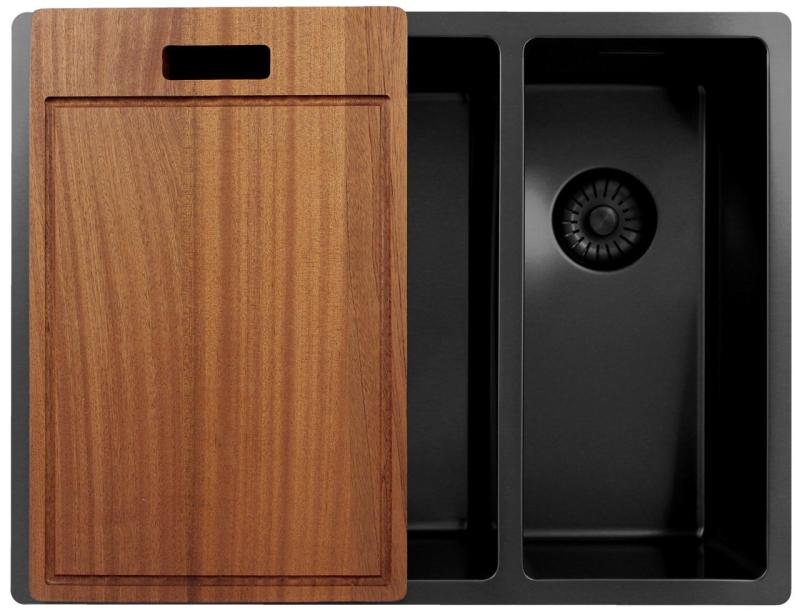 Pure.Sink Exclusivo Gun Metal 1,5 μισό νεροχύτη 34+18 cm ακτίνα 10mm PEX341840-61