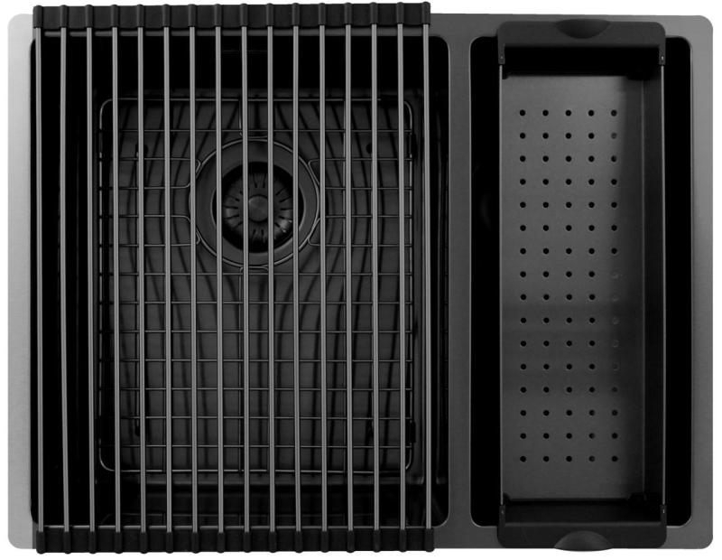 Pure.Sink Exclusivo Gun Metal 1,5 μισό νεροχύτη 34+18 cm ακτίνα 10mm PEX341840-61