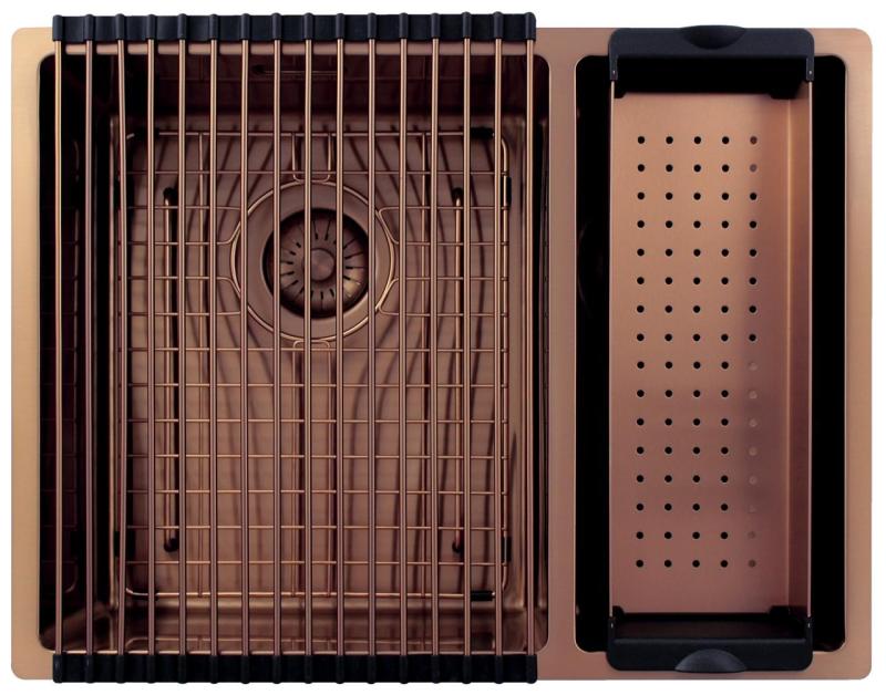 Pure.Sink Exclusivo Χάλκινο 1,5 ημι-νιπτήρα 34+18 εκατοστά 10mm ακτίνα PEX341840-62