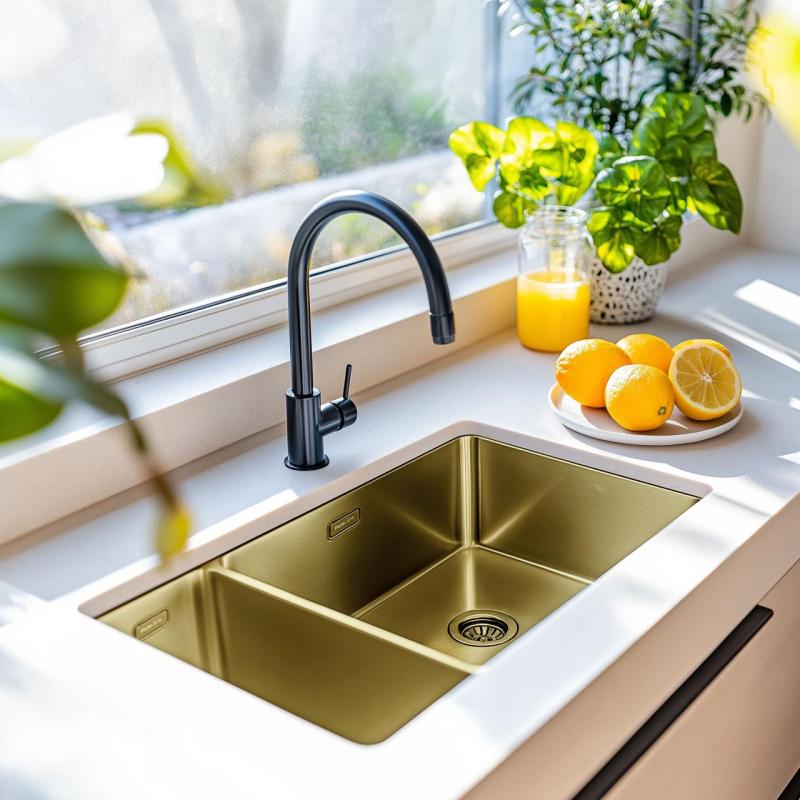 Pure.Sink Exclusivo Χρυσός 1,5 μισός νεροχύτης 18+34 cm ακτίνα 10mm PEX183440-60