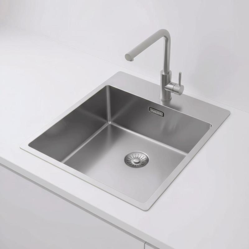 Pure.Sink Exclusivo RVS νεροχύτης 44x52 εκατοστά Tapwing με τρύπα για βρύση ακτίνα 10 χιλιοστά PEX4040T-02