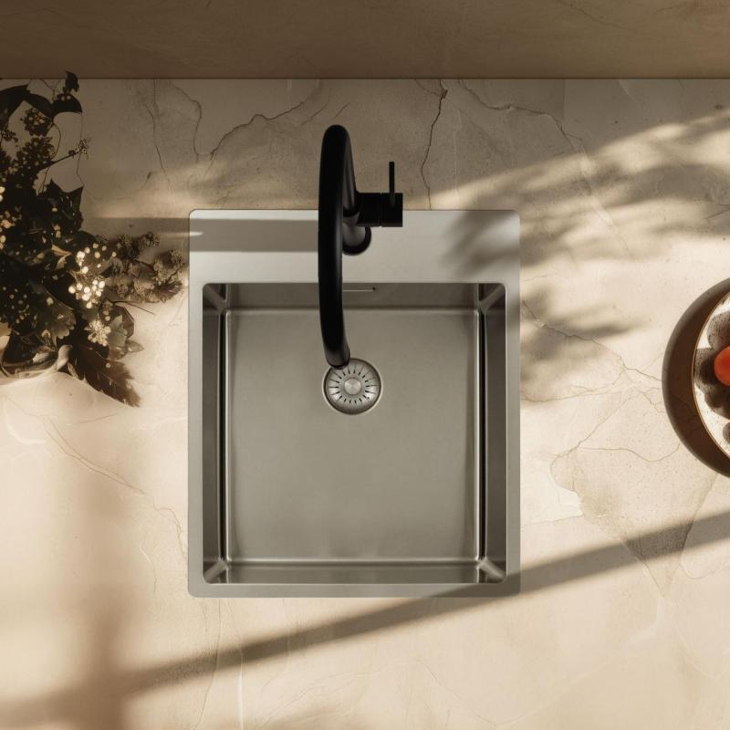 Pure.Sink Exclusivo RVS νεροχύτης 44x52 εκατοστά Tapwing με τρύπα για βρύση ακτίνα 10 χιλιοστά PEX4040T-02