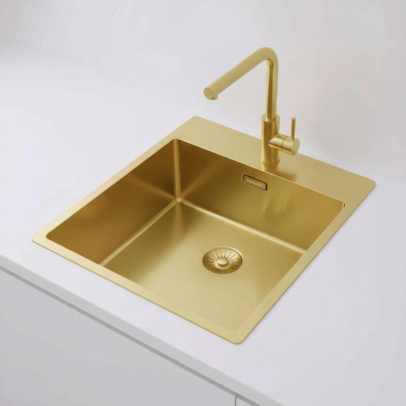Pure.Sink Exclusivo Χρυσή νεροχύτη 44x52 εκ. Tapwing με τρύπα για βρύση ακτίνα 10mm PEX4040T-60