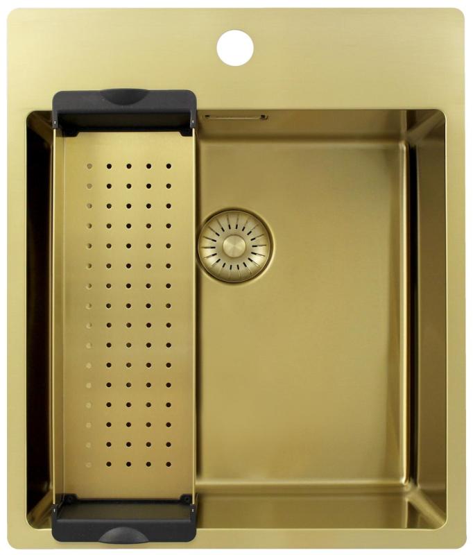 Pure.Sink Exclusivo Χρυσή νεροχύτη 44x52 εκ. Tapwing με τρύπα για βρύση ακτίνα 10mm PEX4040T-60
