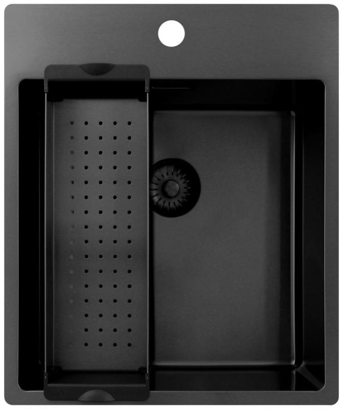 Pure.Sink Exclusivo Gun Metal νεροχύτης 44x52 εκ. Tapwing με τρύπα για βρύση, ακτίνα 10mm PEX4040T-61