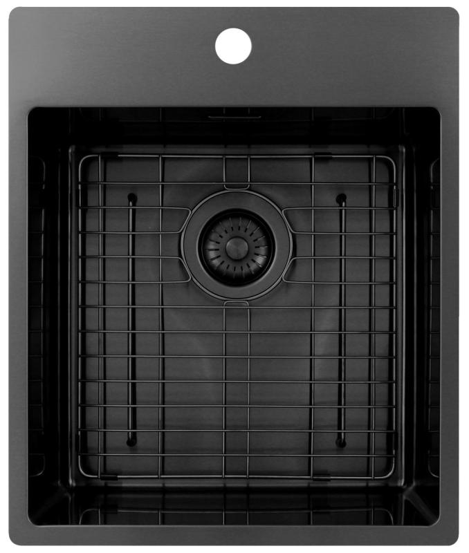 Pure.Sink Exclusivo Gun Metal νεροχύτης 44x52 εκ. Tapwing με τρύπα για βρύση, ακτίνα 10mm PEX4040T-61