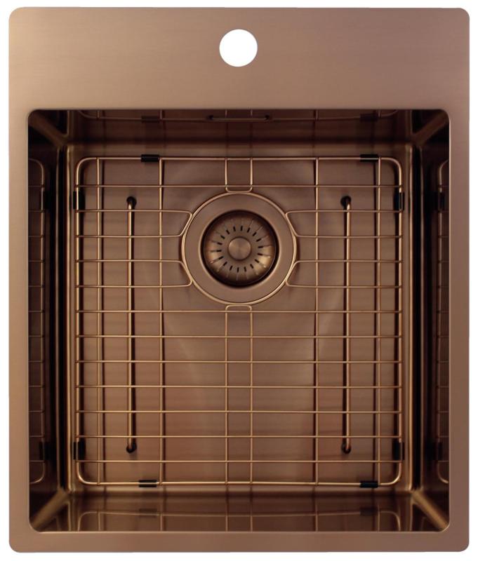 Pure.Sink Exclusivo Χάλκινος νεροχύτης 44x52 εκ. Tapwing με τρύπα για βρύση ακτίνα 10mm PEX4040T-62