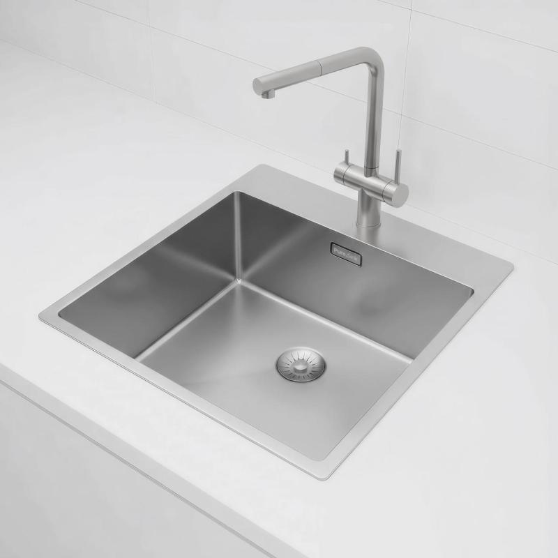Pure.Sink Exclusivo RVS νεροχύτης 49x52 εκατοστά Tapwing με τρύπα για βρύση ακτίνα 10 χιλιοστά PEX4540T-02