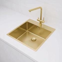 Pure.Sink Exclusivo Χρυσή νεροχύτη 49x52 εκ. Tapwing με τρύπα για βρύση ακτίνα 10mm PEX4540T-60