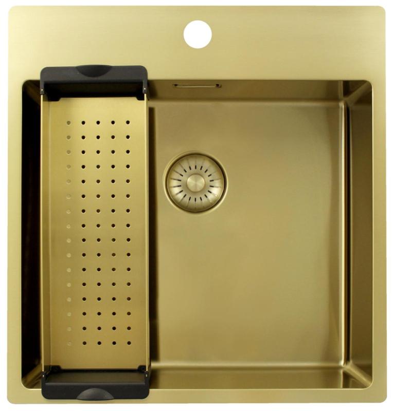 Pure.Sink Exclusivo Χρυσή νεροχύτη 49x52 εκ. Tapwing με τρύπα για βρύση ακτίνα 10mm PEX4540T-60
