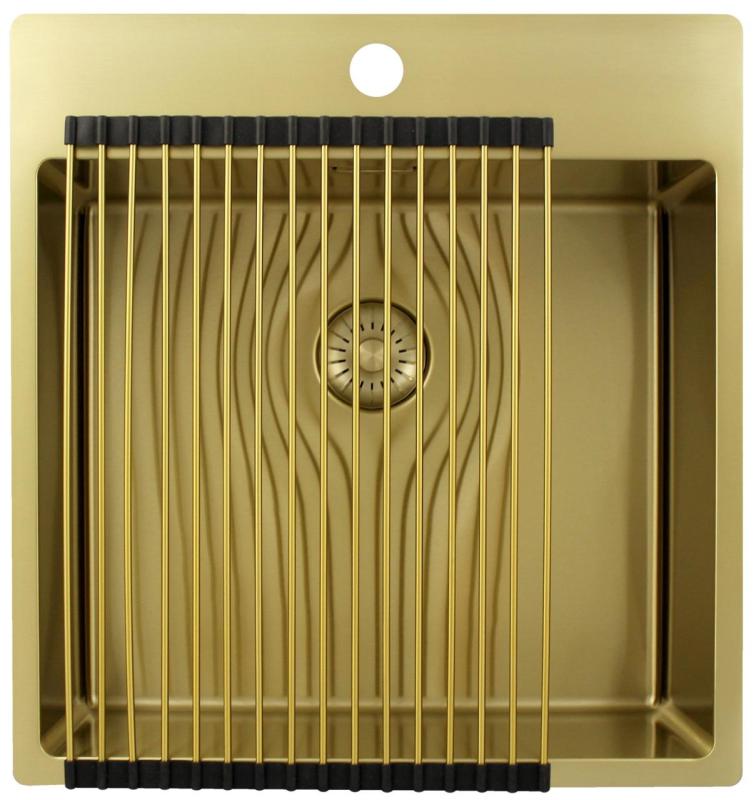Pure.Sink Exclusivo Χρυσή νεροχύτη 49x52 εκ. Tapwing με τρύπα για βρύση ακτίνα 10mm PEX4540T-60