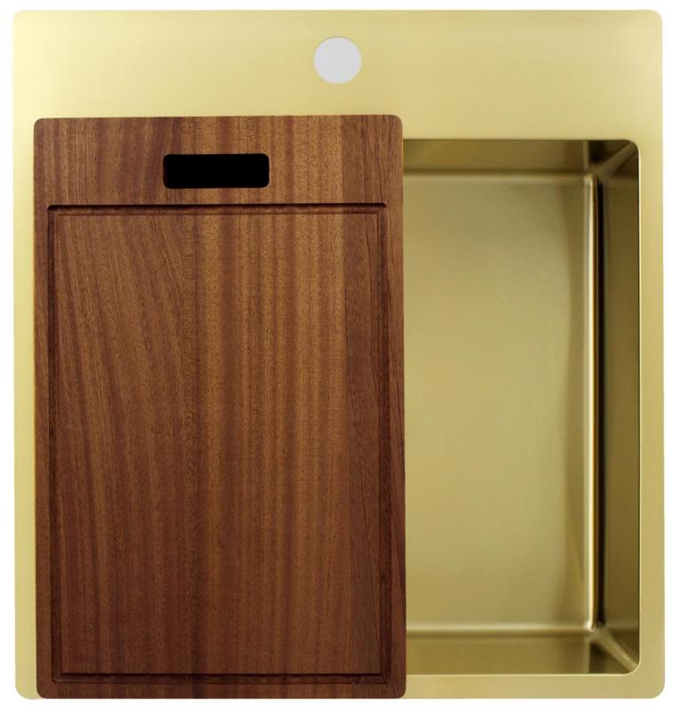 Pure.Sink Exclusivo Χρυσή νεροχύτη 49x52 εκ. Tapwing με τρύπα για βρύση ακτίνα 10mm PEX4540T-60