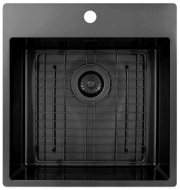 Pure.Sink Exclusivo Gun Metal νεροχύτης 49x52 εκ. Tapwing με τρύπα για βρύση, ακτίνα 10mm PEX4540T-61