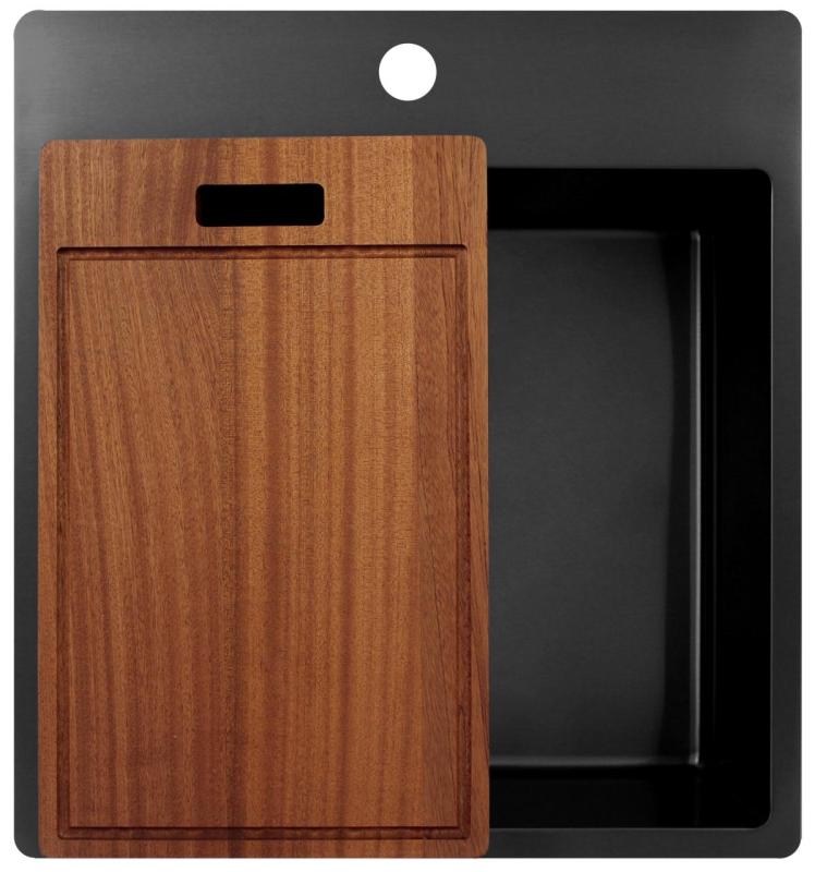 Pure.Sink Exclusivo Gun Metal νεροχύτης 49x52 εκ. Tapwing με τρύπα για βρύση, ακτίνα 10mm PEX4540T-61