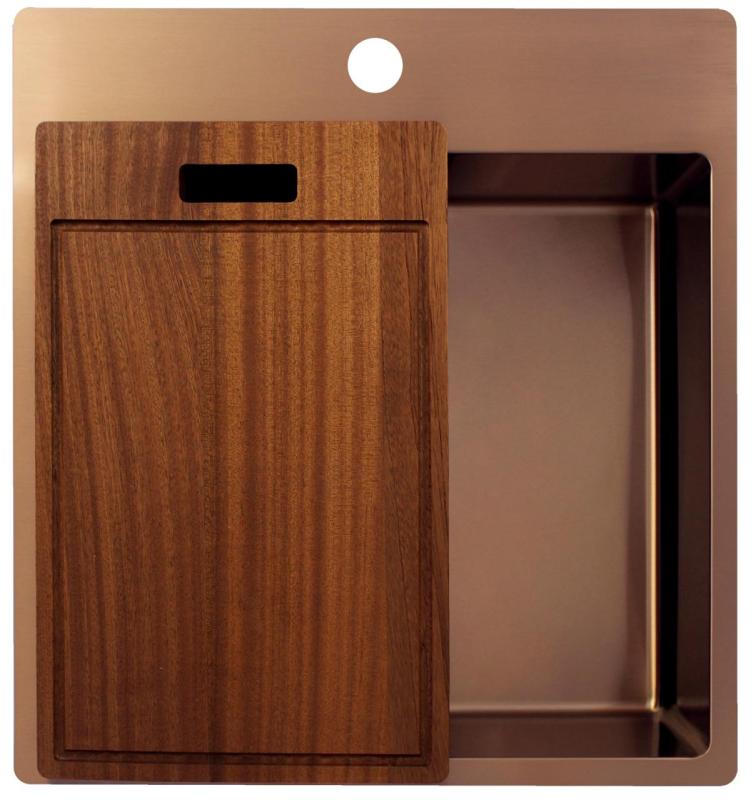 Pure.Sink Exclusivo Χάλκινος νεροχύτης 49x52 εκ. Tapwing με τρύπα για βρύση με ακτίνα 10 χιλιοστών PEX4540T-62