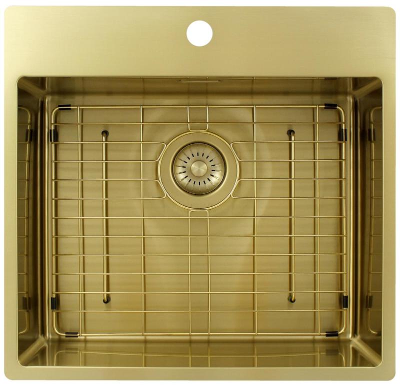 Pure.Sink Exclusivo Χρυσή νεροχύτη 54x52 εκατοστά Tapwing με τρύπα για βρύση ακτίνα 10 χιλιοστά PEX5040T-60
