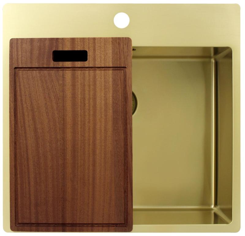 Pure.Sink Exclusivo Χρυσή νεροχύτη 54x52 εκατοστά Tapwing με τρύπα για βρύση ακτίνα 10 χιλιοστά PEX5040T-60