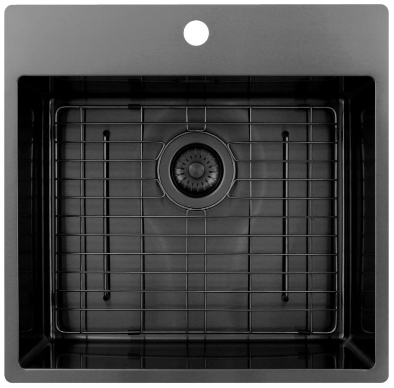 Pure.Sink Exclusivo Gun Metal 54x52 εκατοστά Tapwing με τρύπα για βρύση 10mm ακτίνα PEX5040T-61