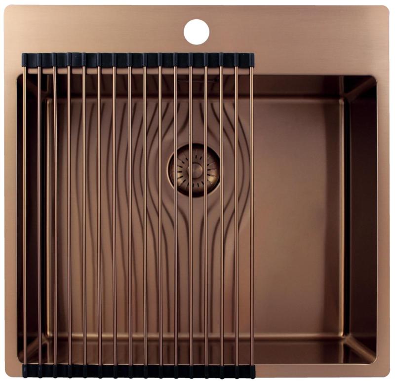 Pure.Sink Exclusivo Χάλκινο νεροχύτης 54x52 εκ Ταπείν με τρύπα για βρύση ακτίνα 10mm PEX5040T-62