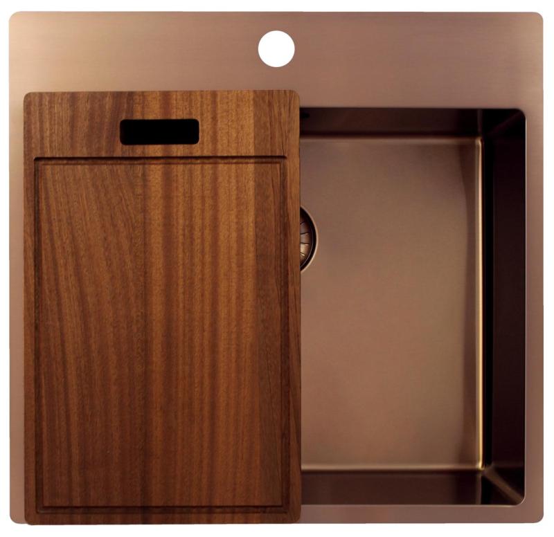 Pure.Sink Exclusivo Χάλκινο νεροχύτης 54x52 εκ Ταπείν με τρύπα για βρύση ακτίνα 10mm PEX5040T-62