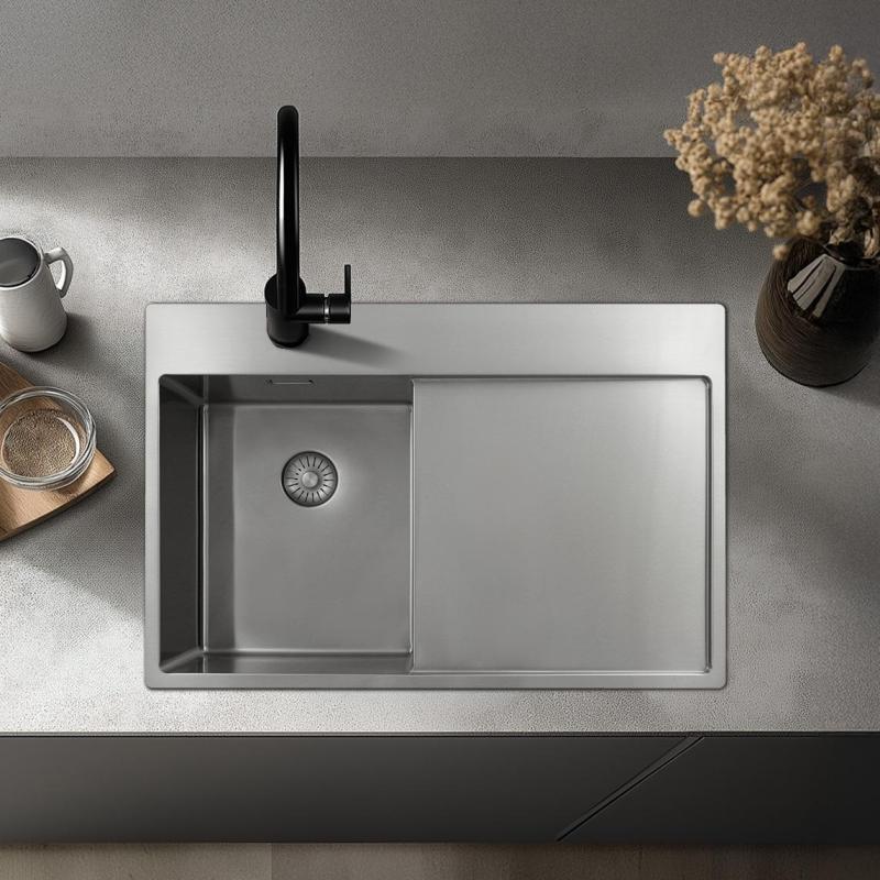 Pure.Sink Exclusivo RVS μικρό νεροχύτη με στραγγιστήρα 78x52 εκ. Tapwing αριστερά PEX3478LT-02