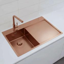 Pure.Sink Exclusivo Χάλκινο μικρό νεροχύτη με στραγγιστήρα 78x52 cm Tapwing αριστερά PEX3478LT-62