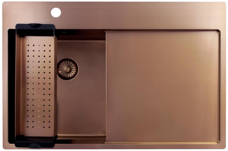 Pure.Sink Exclusivo Χάλκινο μικρό νεροχύτη με στραγγιστήρα 78x52 cm Tapwing αριστερά PEX3478LT-62