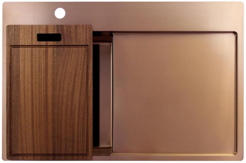 Pure.Sink Exclusivo Χάλκινο μικρό νεροχύτη με στραγγιστήρα 78x52 cm Tapwing αριστερά PEX3478LT-62