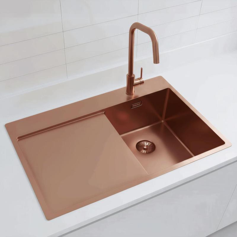Pure.Sink Exclusivo Χάλκινο μικρό νεροχύτη με στραγγιστικό τμήμα 78x52 εκ. Tapwing δεξιά PEX3478RT-62