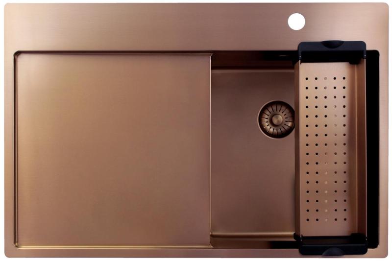 Pure.Sink Exclusivo Χάλκινο μικρό νεροχύτη με στραγγιστικό τμήμα 78x52 εκ. Tapwing δεξιά PEX3478RT-62