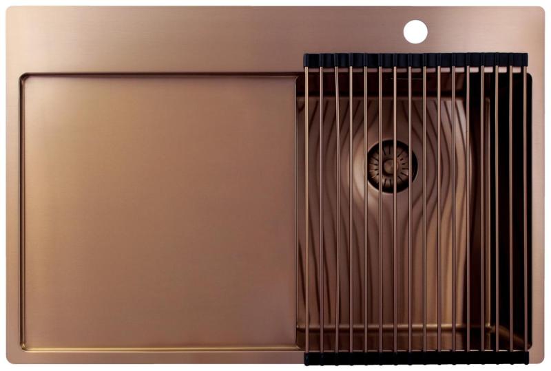 Pure.Sink Exclusivo Χάλκινο μικρό νεροχύτη με στραγγιστικό τμήμα 78x52 εκ. Tapwing δεξιά PEX3478RT-62