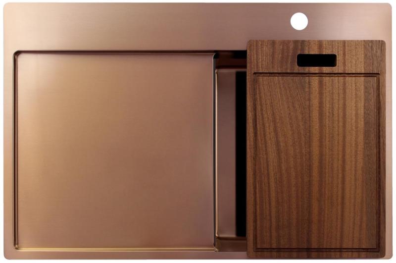 Pure.Sink Exclusivo Χάλκινο μικρό νεροχύτη με στραγγιστικό τμήμα 78x52 εκ. Tapwing δεξιά PEX3478RT-62