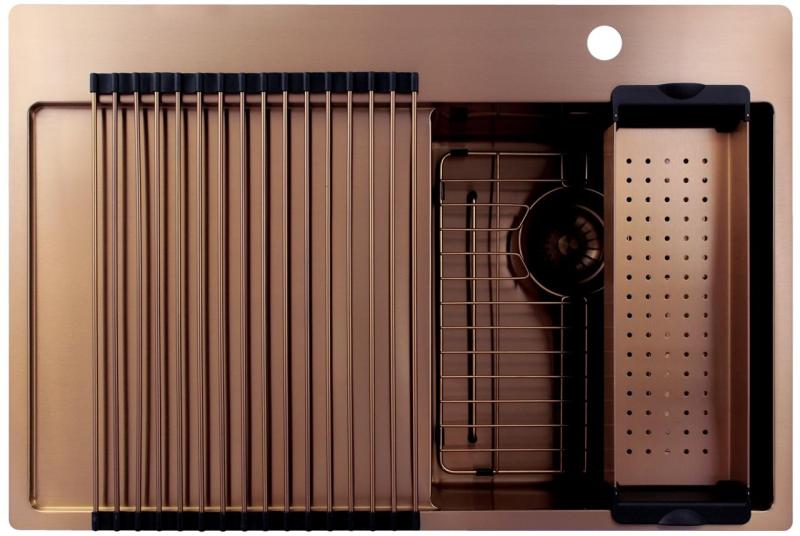 Pure.Sink Exclusivo Χάλκινο μικρό νεροχύτη με στραγγιστικό τμήμα 78x52 εκ. Tapwing δεξιά PEX3478RT-62