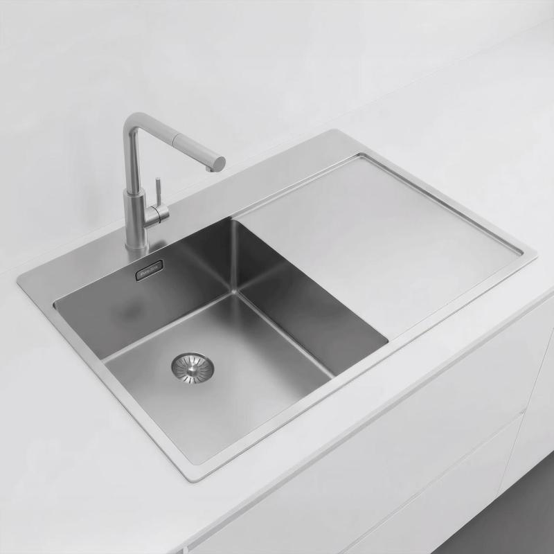Pure.Sink Exclusivo RVS νεροχύτης με τμήμα στράγγισης 78x52 εκ. Tapwing αριστερά PEX4078LT-02
