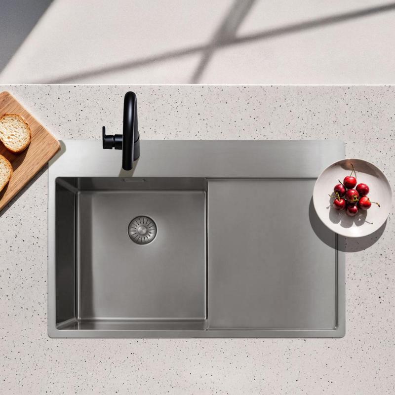 Pure.Sink Exclusivo RVS νεροχύτης με τμήμα στράγγισης 78x52 εκ. Tapwing αριστερά PEX4078LT-02