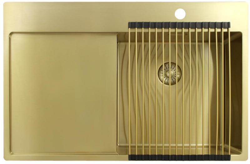 Pure.Sink Exclusivo Χρυσό νεροχύτη με αποστραγγιστικό 78x52 cm Βρύση δεξιά PEX4078RT-60