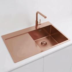 Pure.Sink Exclusivo Χάλκινος νεροχύτης με στραγγιστήρα 78x52 cm Tapwing δεξιά PEX4078RT-62