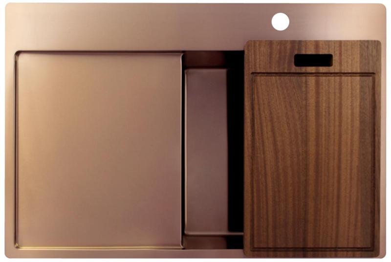 Pure.Sink Exclusivo Χάλκινος νεροχύτης με στραγγιστήρα 78x52 cm Tapwing δεξιά PEX4078RT-62